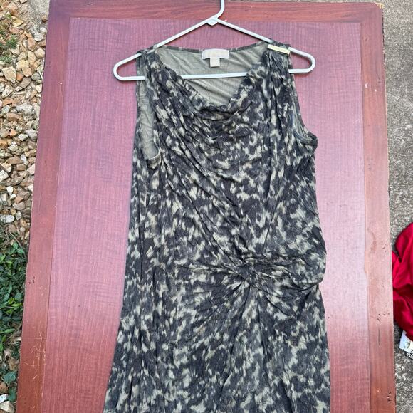 Michael Kors Black Animal Print Ruched Dress - Size L - Picture 1 of 6